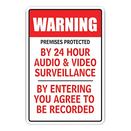 Local Protegido 24h Audio Video Decal Camara Vigilancia 12 