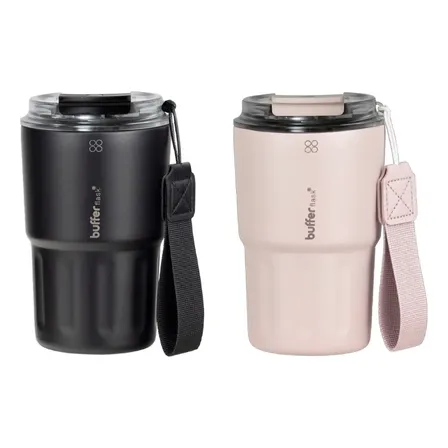 Vaso Termico Termo Buffer Bebidas Calientes Frias Mug 400ml Pinky + Black