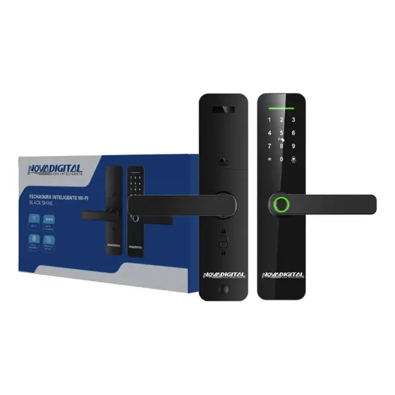 Fechadura Digital Eletrônica Inteligente Wifi Novadigital Shine Biométrica Embutir Senha Cartão Magnético Touch Automação Tuya Smart Life Preta