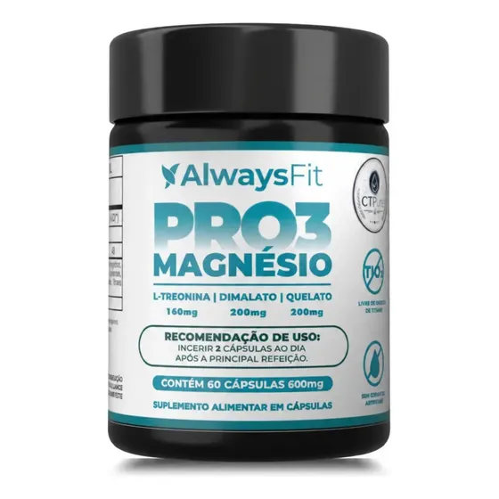 PRO3 Magnésio AlwaysFit | Magnésio Dimalato + Magnésio Quelato + L-Treonina | 60 Cápsulas