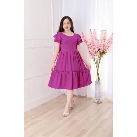 Vestido Juvenil E Infantil Festa Casamento Igreja Roxo Lisa 10