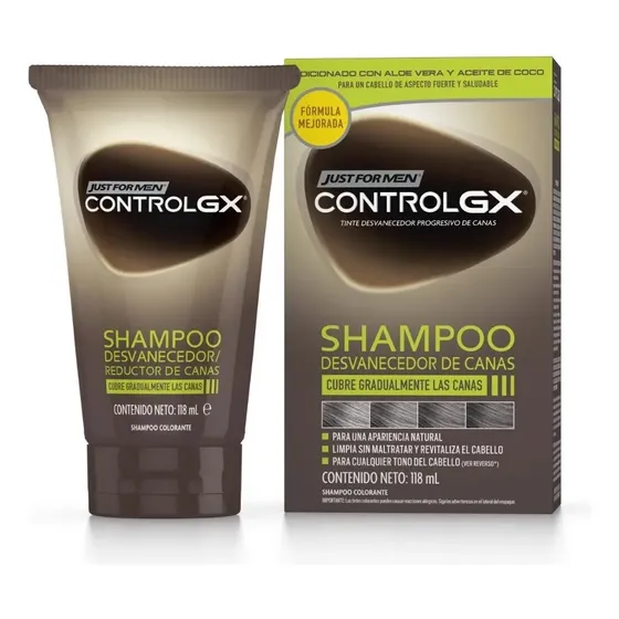 Shampoo Controlgx cubrir Canas para Hombre con Fragancia de Coco, 118 mL