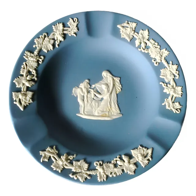 Bello Cenicero Porcelana Wedgwood Azul Dibujo Neoclàsico