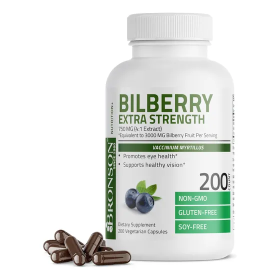Suplemento Bronson Bilberry Extra Strength 200 Cápsulas
