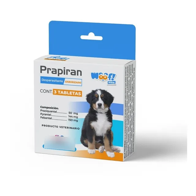 Pastilla Desparasitante Prapiran Perro 3 Tabletas Woof Prime