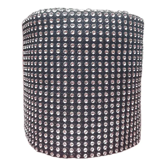 Rollo Falso Strass 24 Lineas Negro X 9 Mts