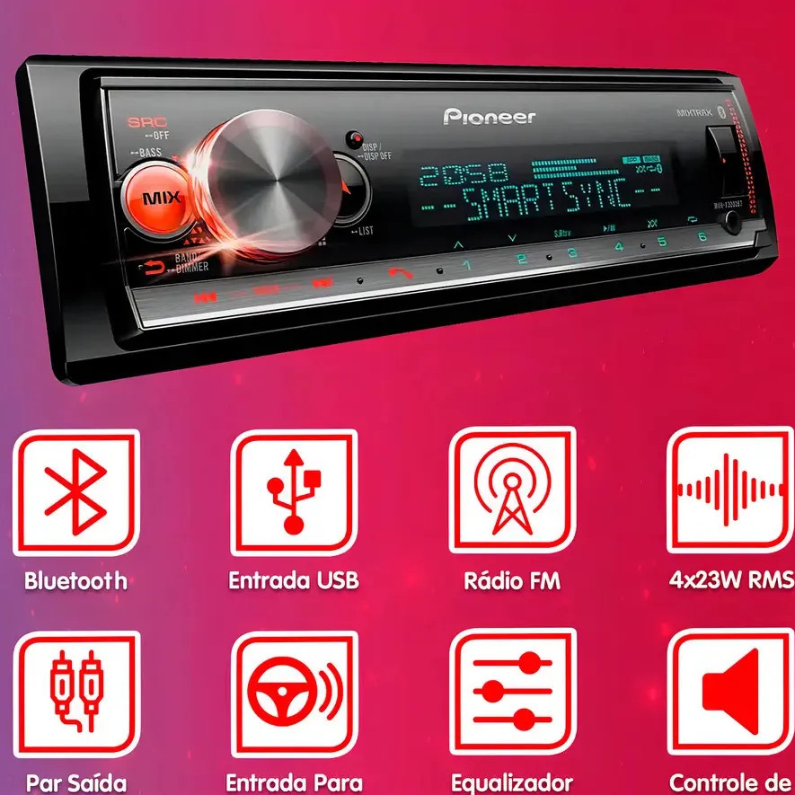 Som Automotivo Pioneer MVH-X3000BT Bluetooth Usb