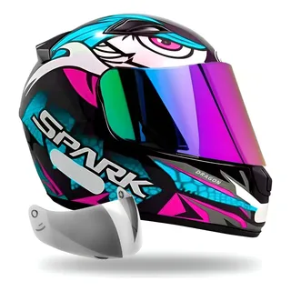 Capacete Ebf Dragon C/ Narigueira + Viseira Camaleão