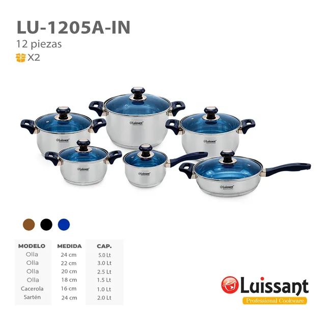 Set De Ollas Luissant 12 Pcs Acero Inoxidable18/10 