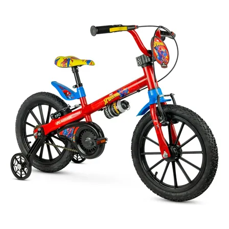 Bicicleta passeio infantil meninos Nathor aro 16 Homem Aranha vermelha