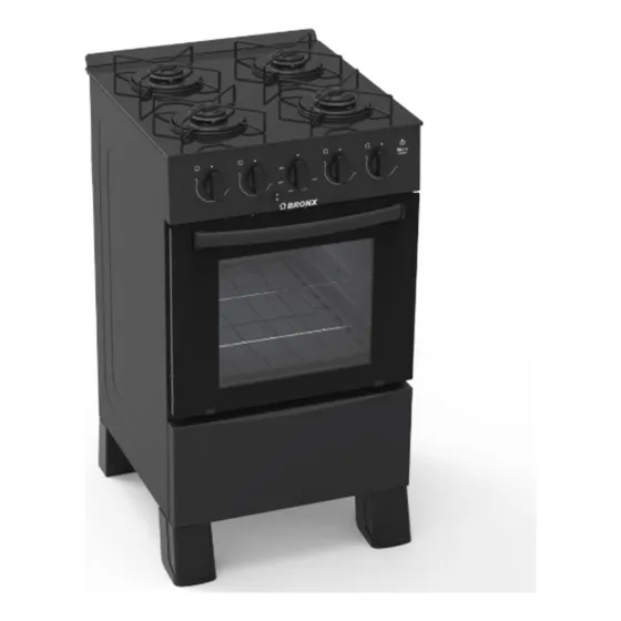 Cocina Bronx Mora Glass 4 Hornallas Gas Negra