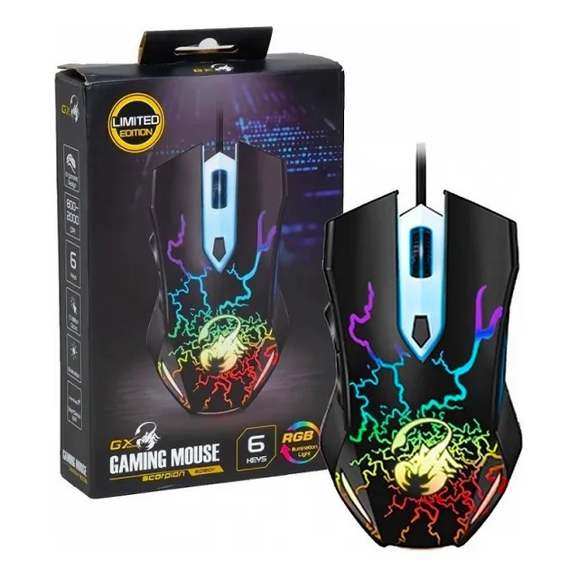 Ratón Gamer Genius Scorpion Spear Rgb 800-1600-2000 Dpi, color negro