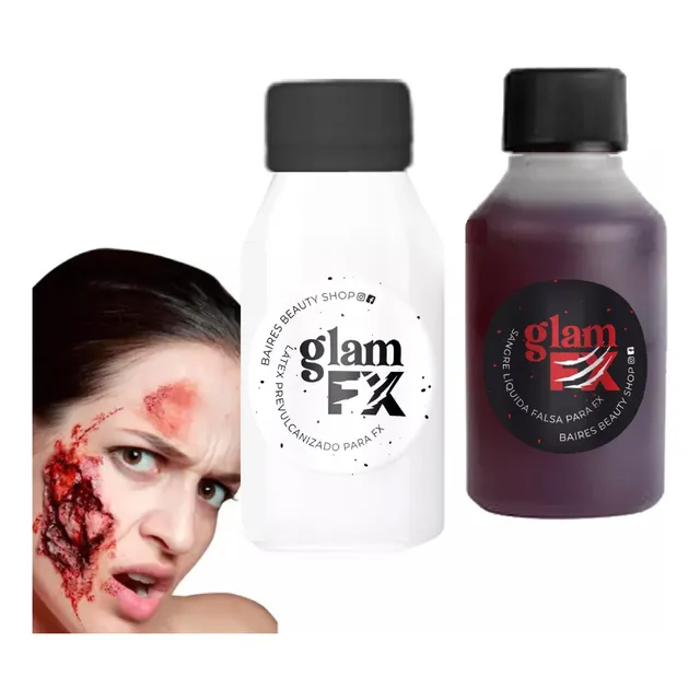 Sangre Fx Falsa + Goma Latex Liquido Para Efectos Especiales