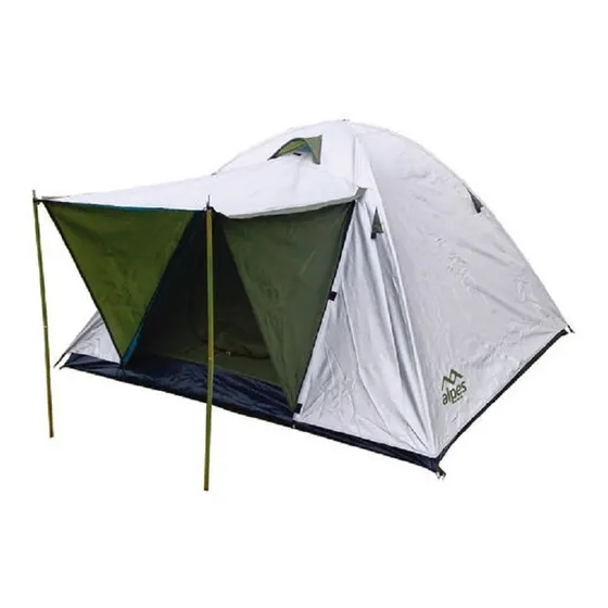 Carpa 4 Personas Doble Techo Aluminizada F Armado + Cob Led Color Gris/celeste