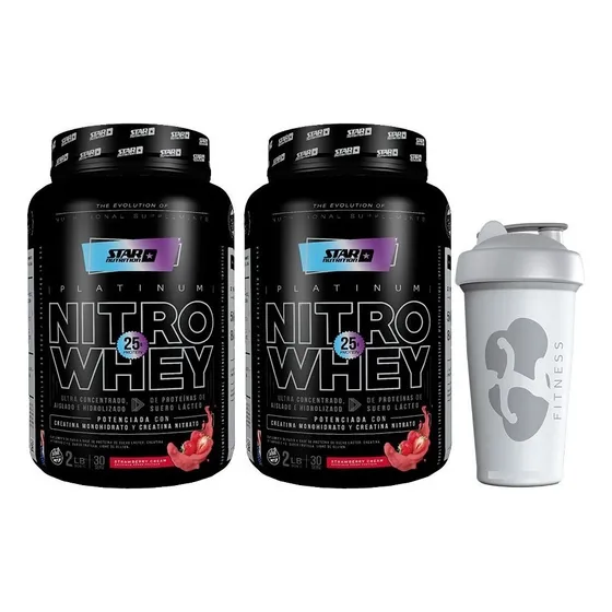 Nitro Whey 2 X 1kg + Vaso - Star Nutrition Sabor Fruta