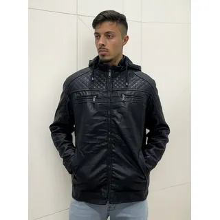 Jaqueta Couro Masculina Slim Forrada Com Capuz Removivel Jaqueta Couro Masculina Slim Forrada Com Capuz Removivel