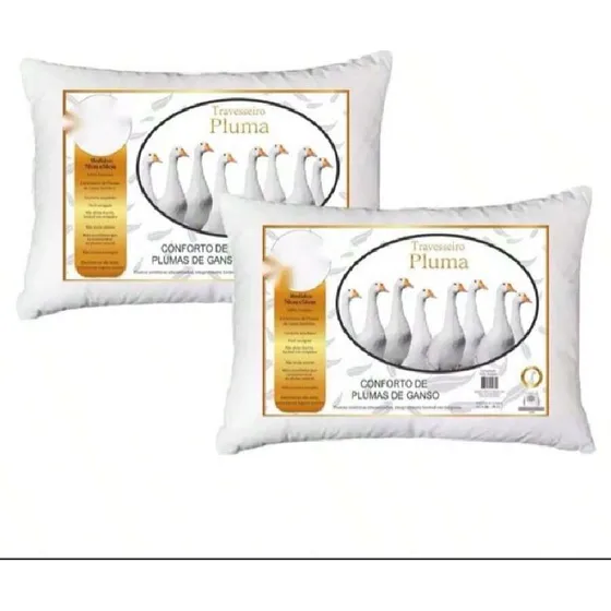 Kit 02 Travesseiros Plumas De Ganso Sintético 50x70 Promoção