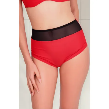 Bikini Calzón Pin Up Con Transparencia Color Rojo