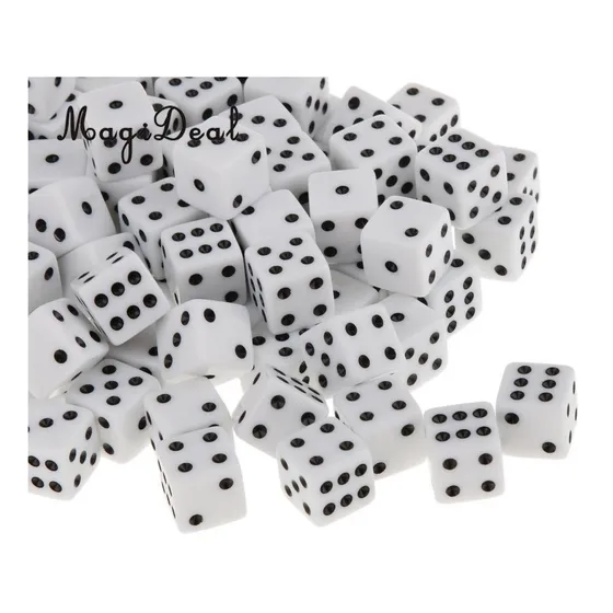 Juego Set 100 Dados Blancos Esquina Redonda , 6 Caras