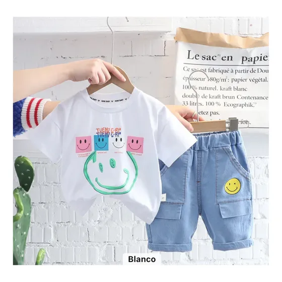 Conjunto De Niños Algodón Tela Fresca