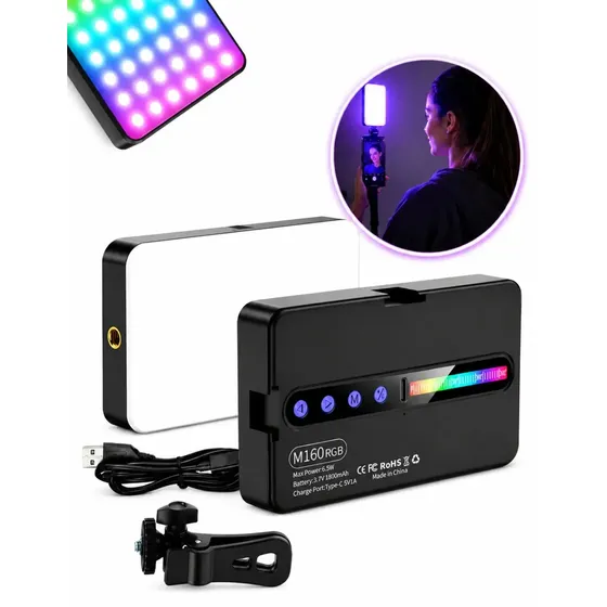 Luz De Preenchimento Led Rgb Para Foto Vídeo Recarregável Iluminador Portátil Retangular