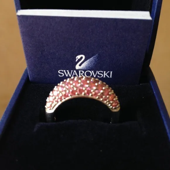 Anillo De Cristal Marca Swarovski Original Rosado