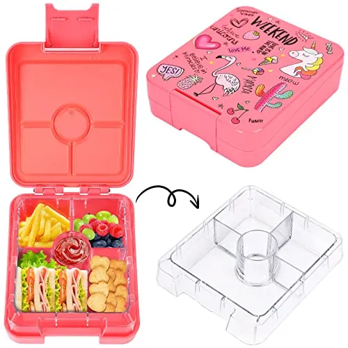 Caja De Almuerzo De Bento Con 4 Compartimientos Tray 63p6n