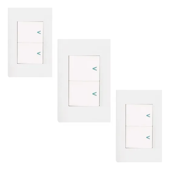 Placa Con 2 Apagadores Sencillos Lucek 1.5 Módulos 3pz Ba02