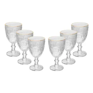 6 Taças Wolff Mandala De Vidro Com Fio De Ouro 320ml 6 Taças Wolff Mandala De Vidro Com Fio De Ouro 320ml