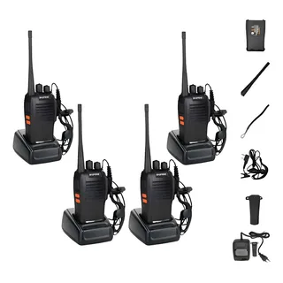 Kit 4 Radio Walk Talk Comunicador 16 Ch 12km Baofeng 777s Preto 400-470 127/220v
