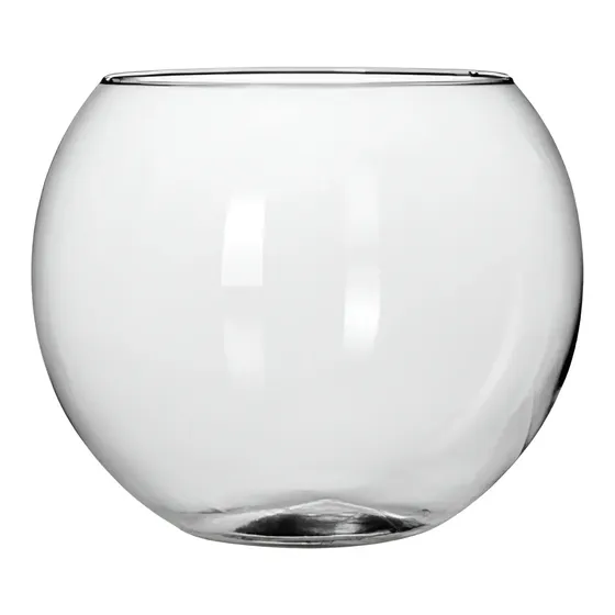 Aquario Redondo De Vidro Grande 8 Litros - Decoração Cor Transparente Liso