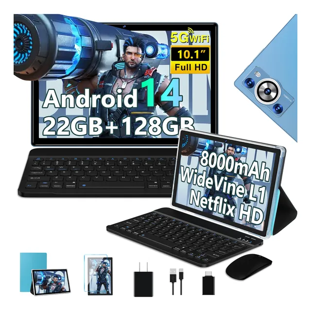 Tablet 10.1 Android 14 22+128gb 5g Bt5 8core 8000mah Teclado
