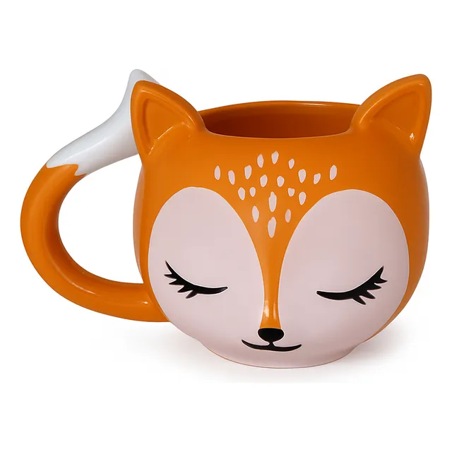 Caneca 3d Animal Exótico Raposa Colecionável Temática Laranj