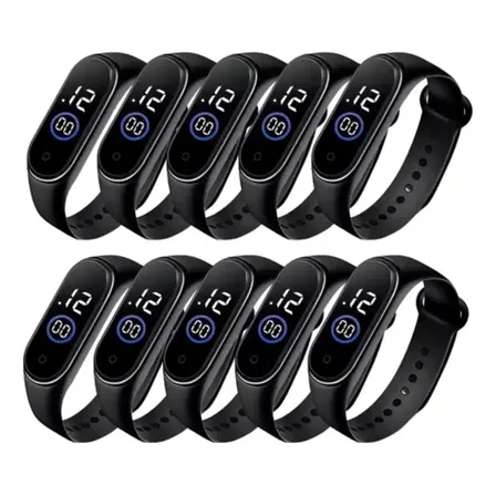 Kit 10 Relógios Bracelete Pulseira Digital LED M6 M8 Preto