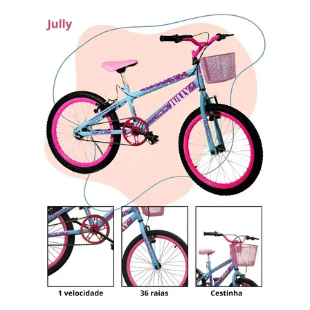 Bicicleta Colli Jully Aro 20 Aero 36 Raias Cor Azul Champanhe 12