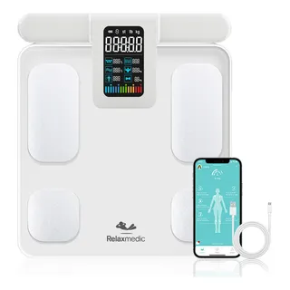 Balança Bioimpedùncia 8 Eletrodos Corporal Digital Bodyscan Pro - Relaxmedic Cor Branca Balança Bioimpedùncia 8 Eletrodos Corporal Digital Bodyscan Pro - Relaxmedic Cor Branca