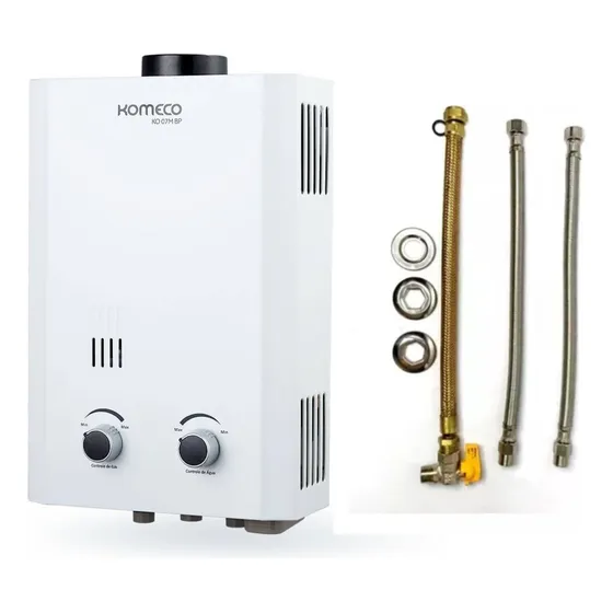 Aquecedor Gás Slim 07mg2 Komeco Glp Junker + Flexíveis 40cm