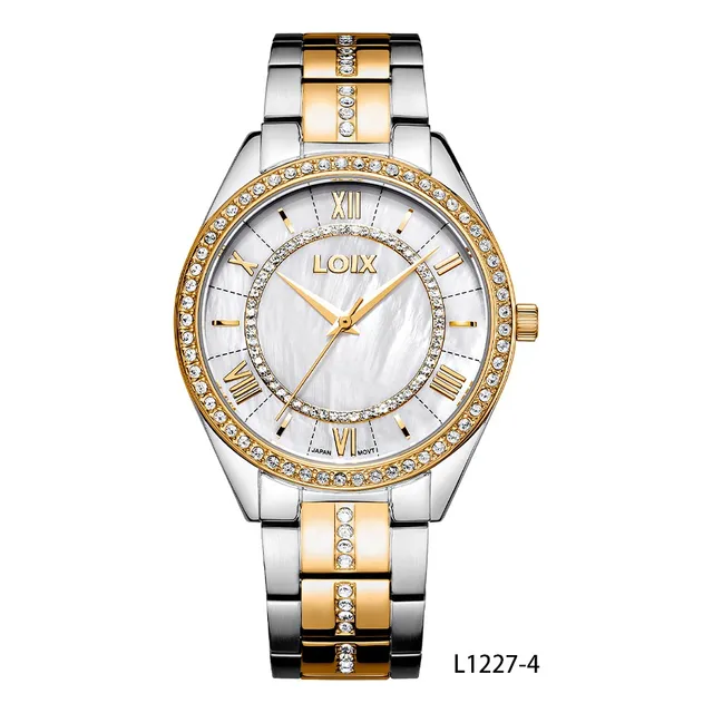 Reloj Mujer Loix L1227-4 Plateado Con Oro Rosa, Blanco Nácar
