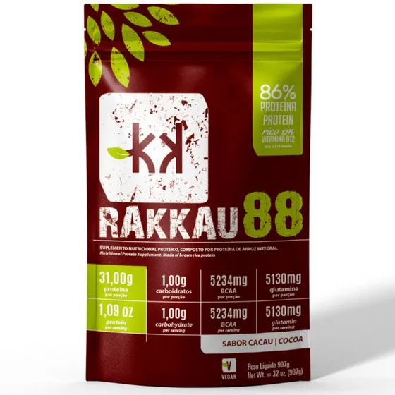 Suplemento Em Pó Rakkau Vegana Proteina Sabor Cacau Em Pouch De 907g