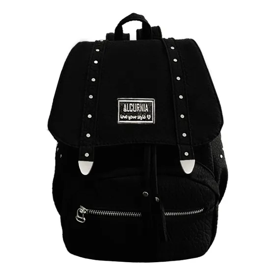 Mochila Eco Cuero Mujer Solapa Con Tachas