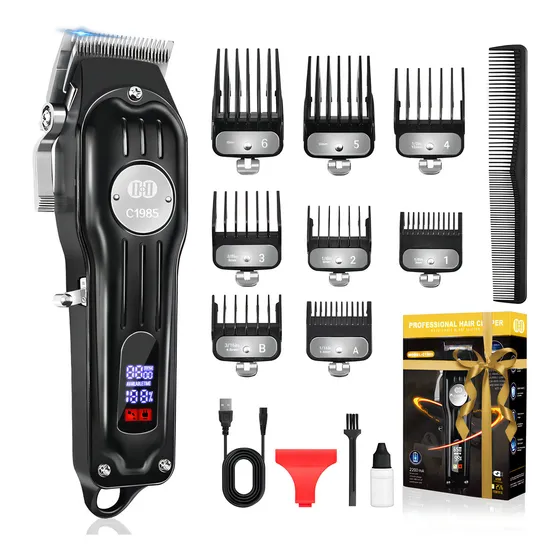 Ciicii Maquina Para Cabello Profesional Cortadora De Cabello Sin Cable Recargable Ajustable Por Usb Con 8 Protectores De Metal 13 Piezas De Corte De Pelo Para Bricolaje C1985 Color Negro