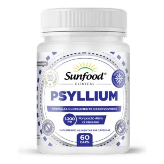Psyllium 1200mg 60caps Sunfood Fibras Sabor Sem sabor