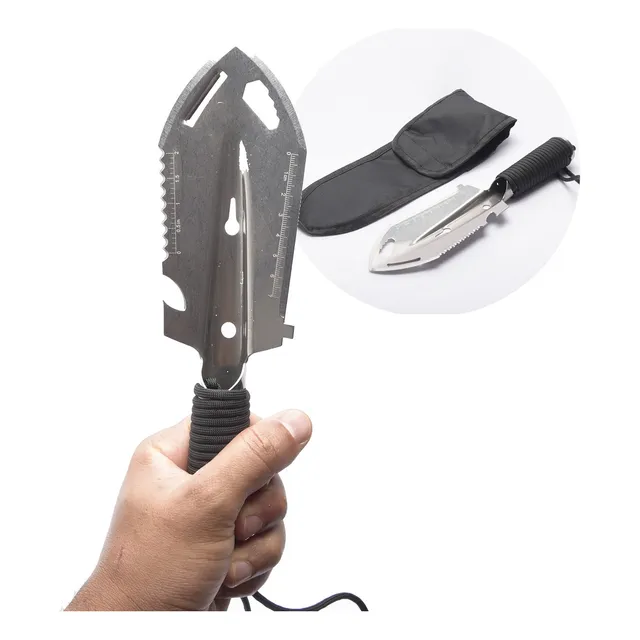 Mini Pá Multifuncional Aço Inox Acampamento Pesca Bushcraft