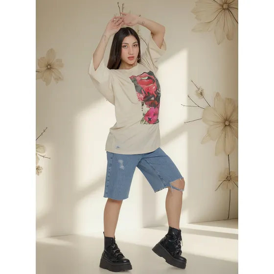 Remeron Mujer Algodon Oversize Estampa  - Modelo Samy Liscki