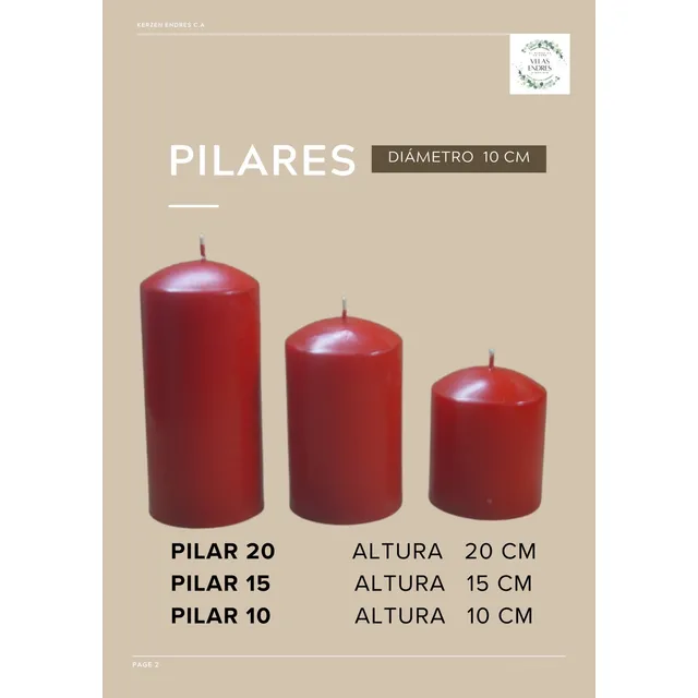 Velones Tipo Pilar Diámetro 10cm X Altura 20cm
