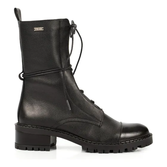 Vélez Botines Militar Paramo De Cuero Para Mujer Cordones Ne