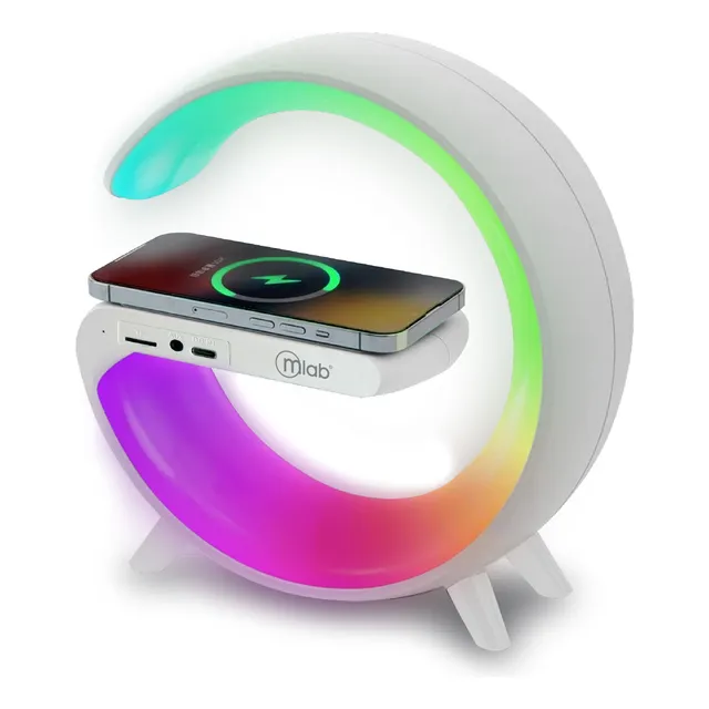 Parlante 5 En1 Cargador + Luz Rgb + Reloj + Alarma/ Nexstore Color Blanco