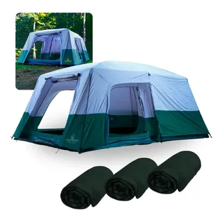 Barraca 12 Pessoas 2000mm Family Titan + 3 Sacos De Dormir Barraca 12 Pessoas 2000mm Family Titan + 3 Sacos De Dormir