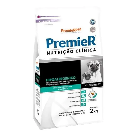 Alimento Premier Super Premium Nutrição Clínica Hipoalergénico e Filhote para cão de raza pequena sabor mandioca de 2 kg