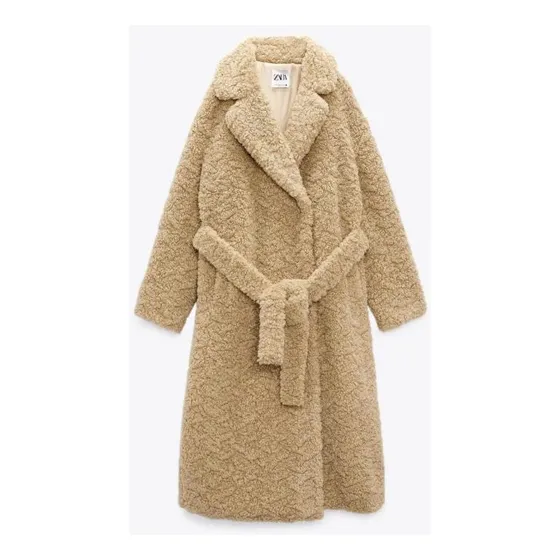 Abrigo Tapado Piel Largo Zara Nuevo